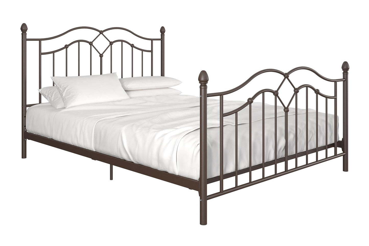 Tokyo Metal Bed with Headboard, Footboard and Metal Slats - Bronze - Full