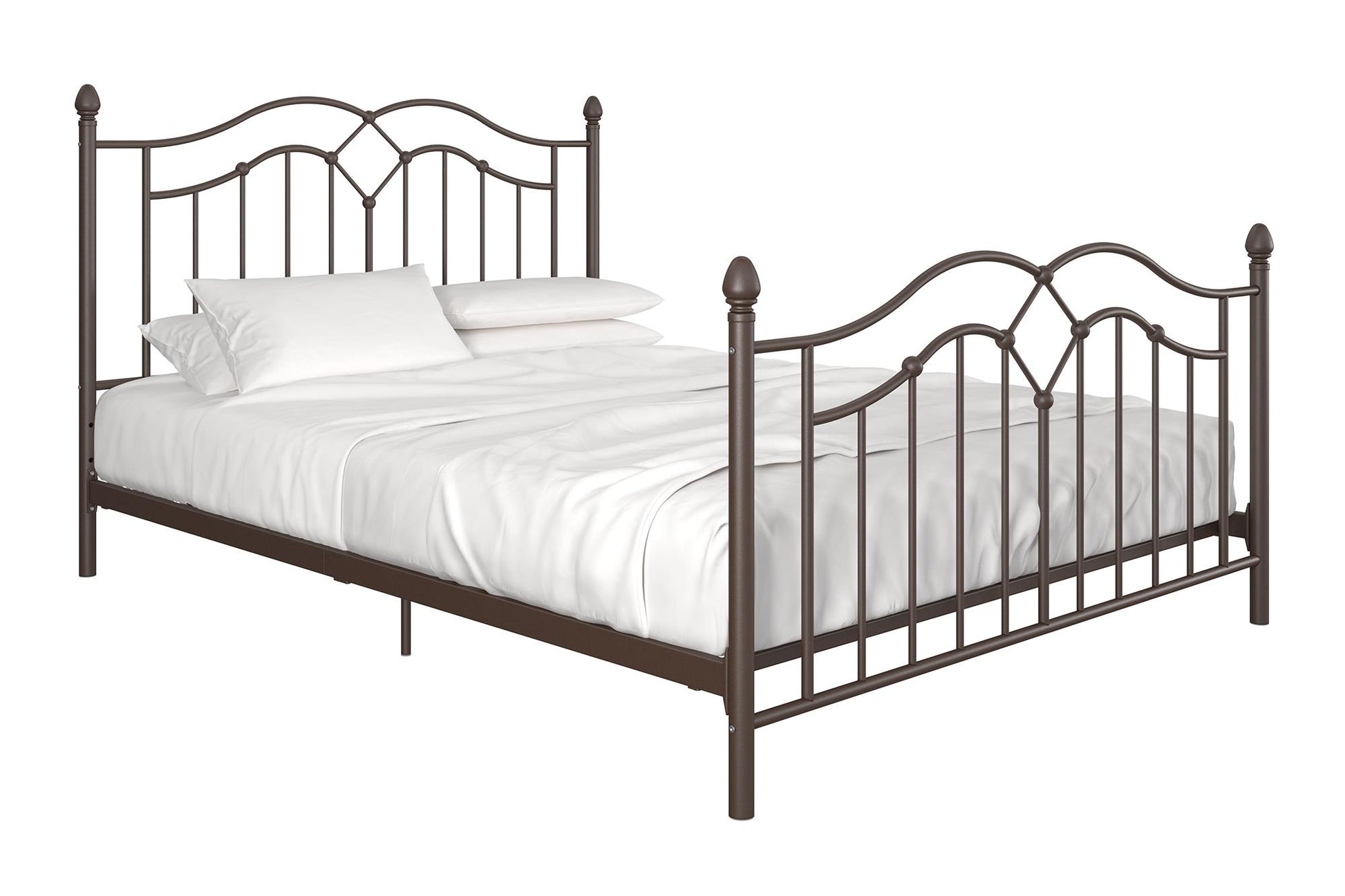 Tokyo Metal Bed with Headboard, Footboard and Metal Slats - Bronze - Full