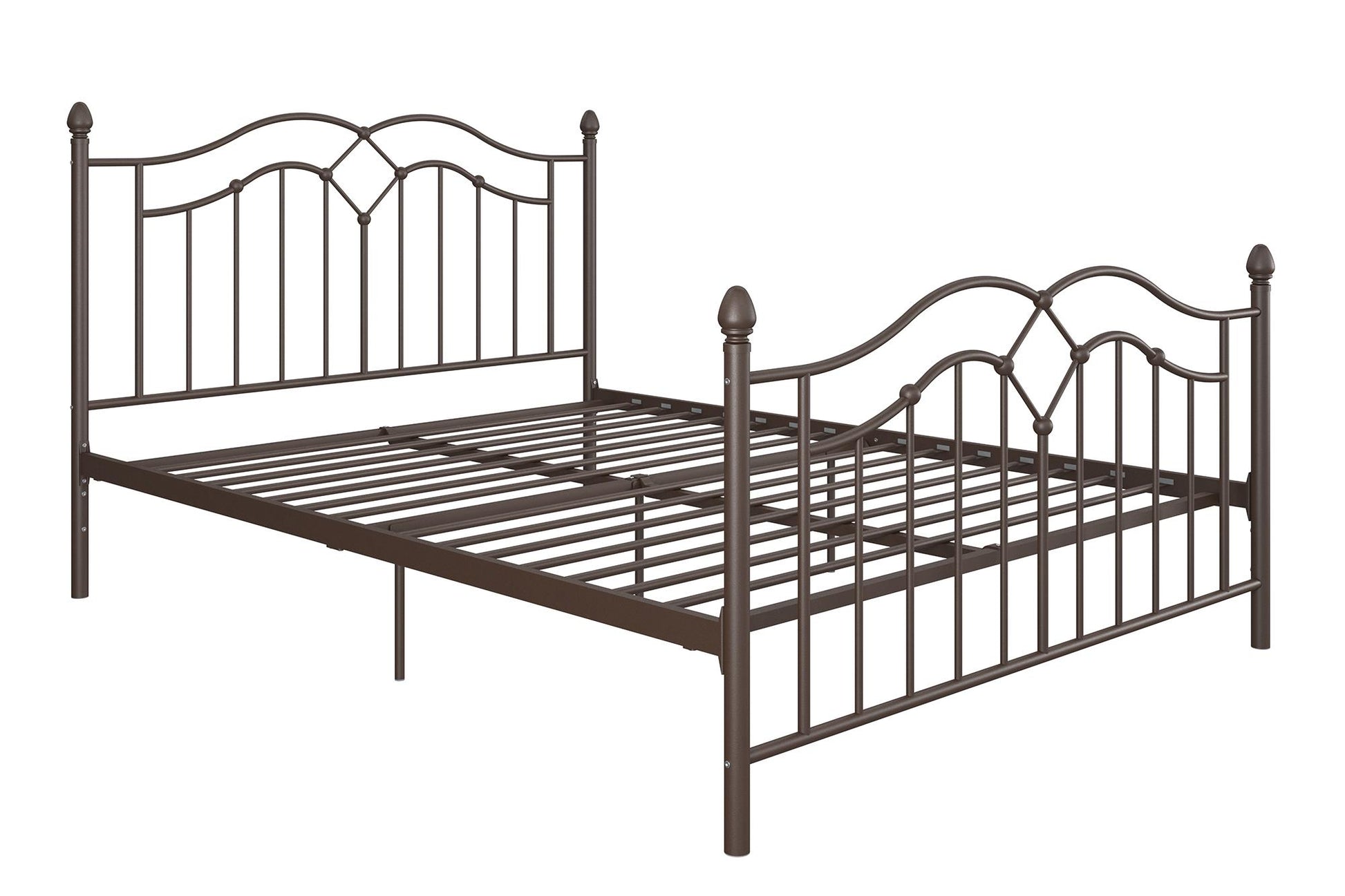 Tokyo Metal Bed with Headboard, Footboard and Metal Slats - Bronze - Full