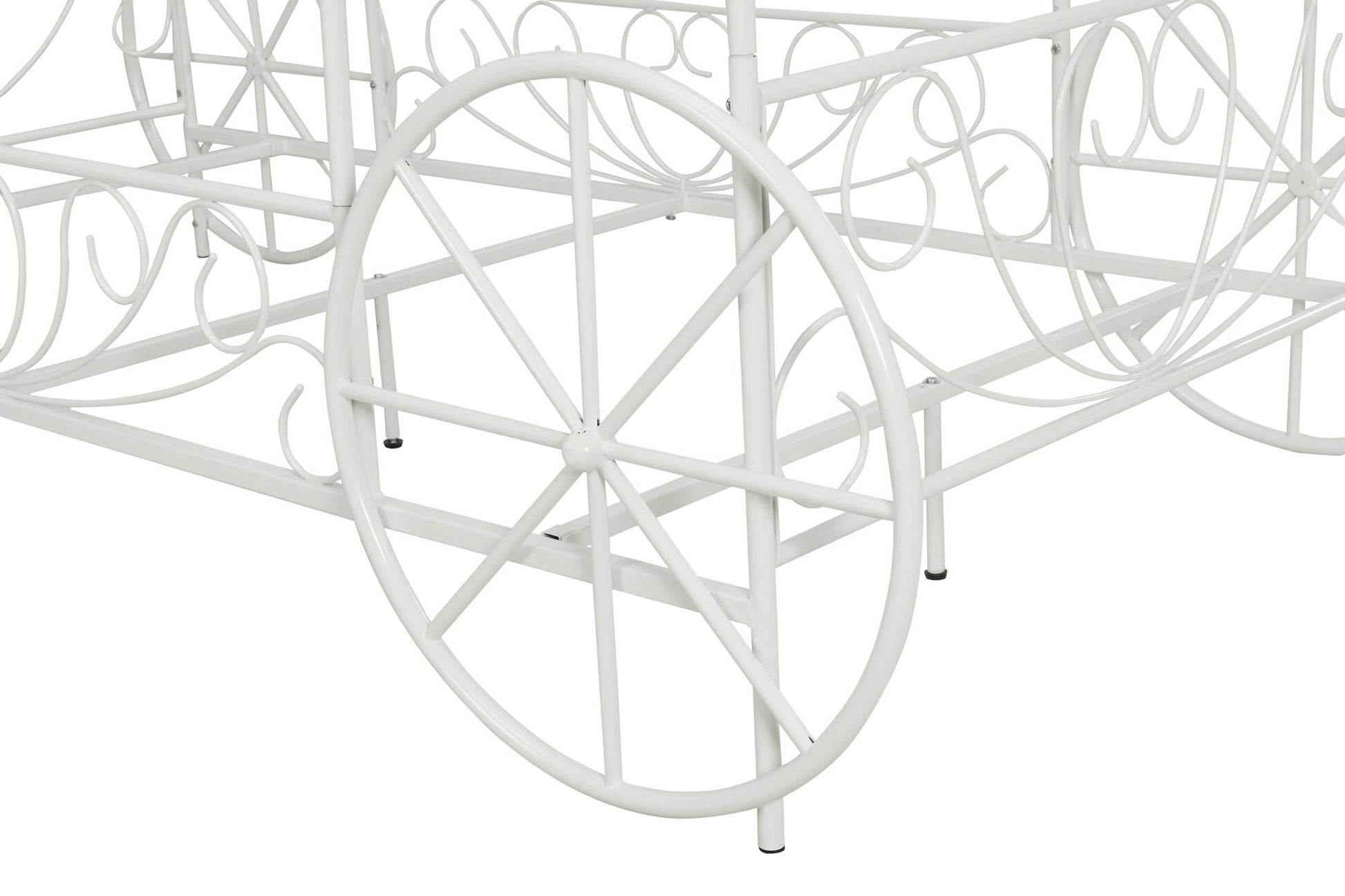 Metal Twin Carriage Bed Whimsical and Scrolled Design - White - Twin