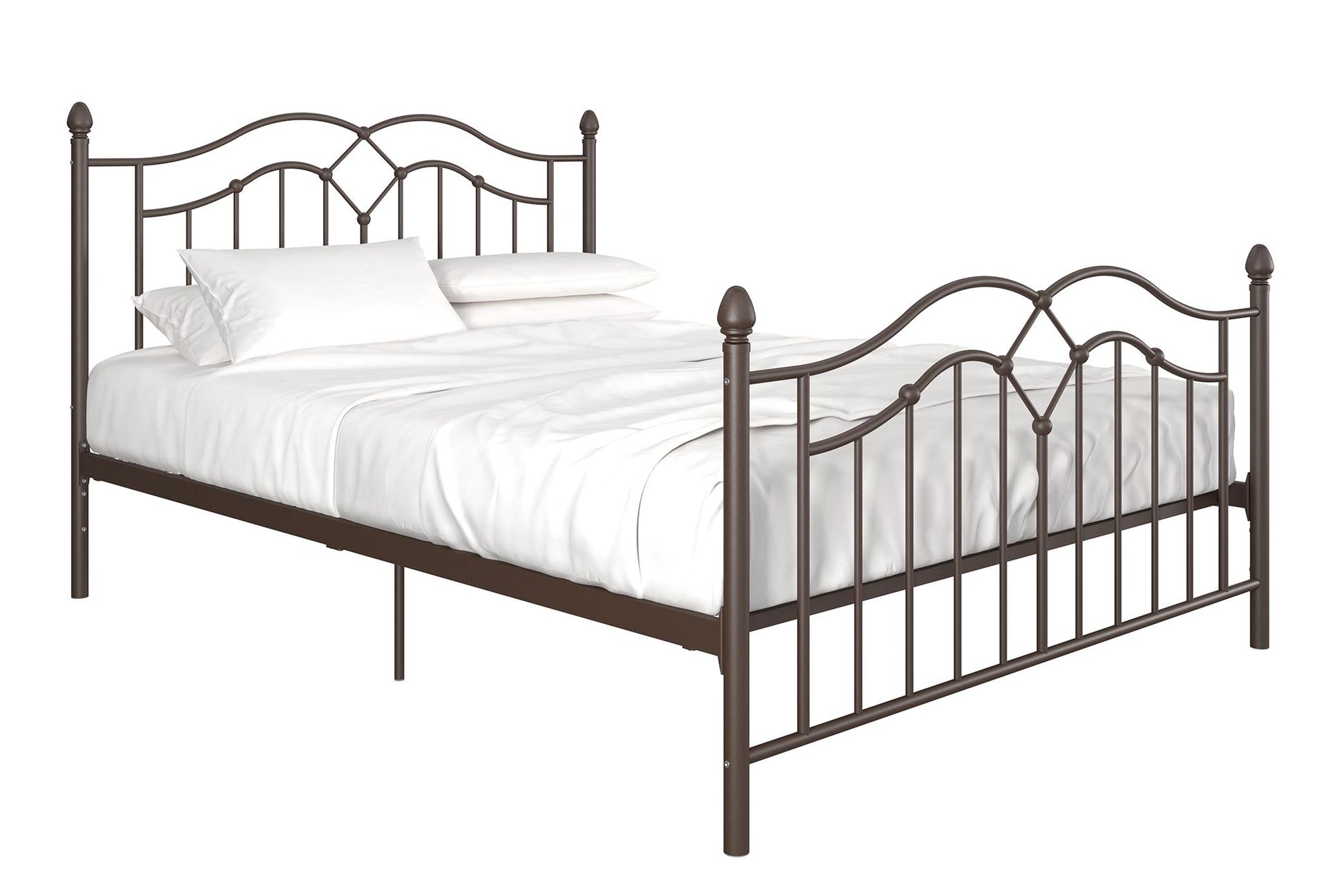 Tokyo Metal Bed with Headboard, Footboard and Metal Slats - Bronze - Full