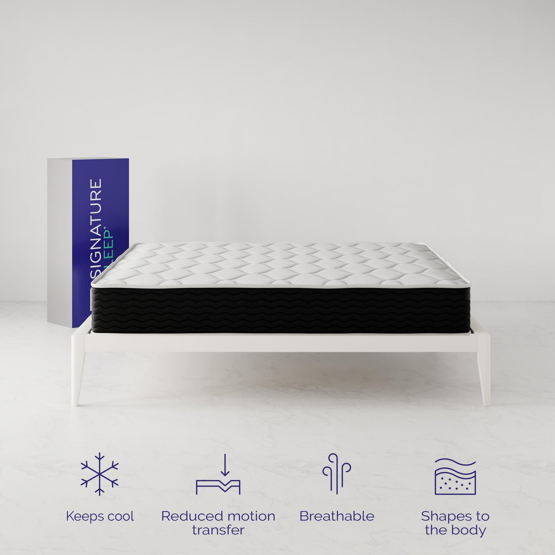 Vitality 10 Inch Encased Coil with Charcoal Infused Memory Foam Hybrid Mattress - White - King