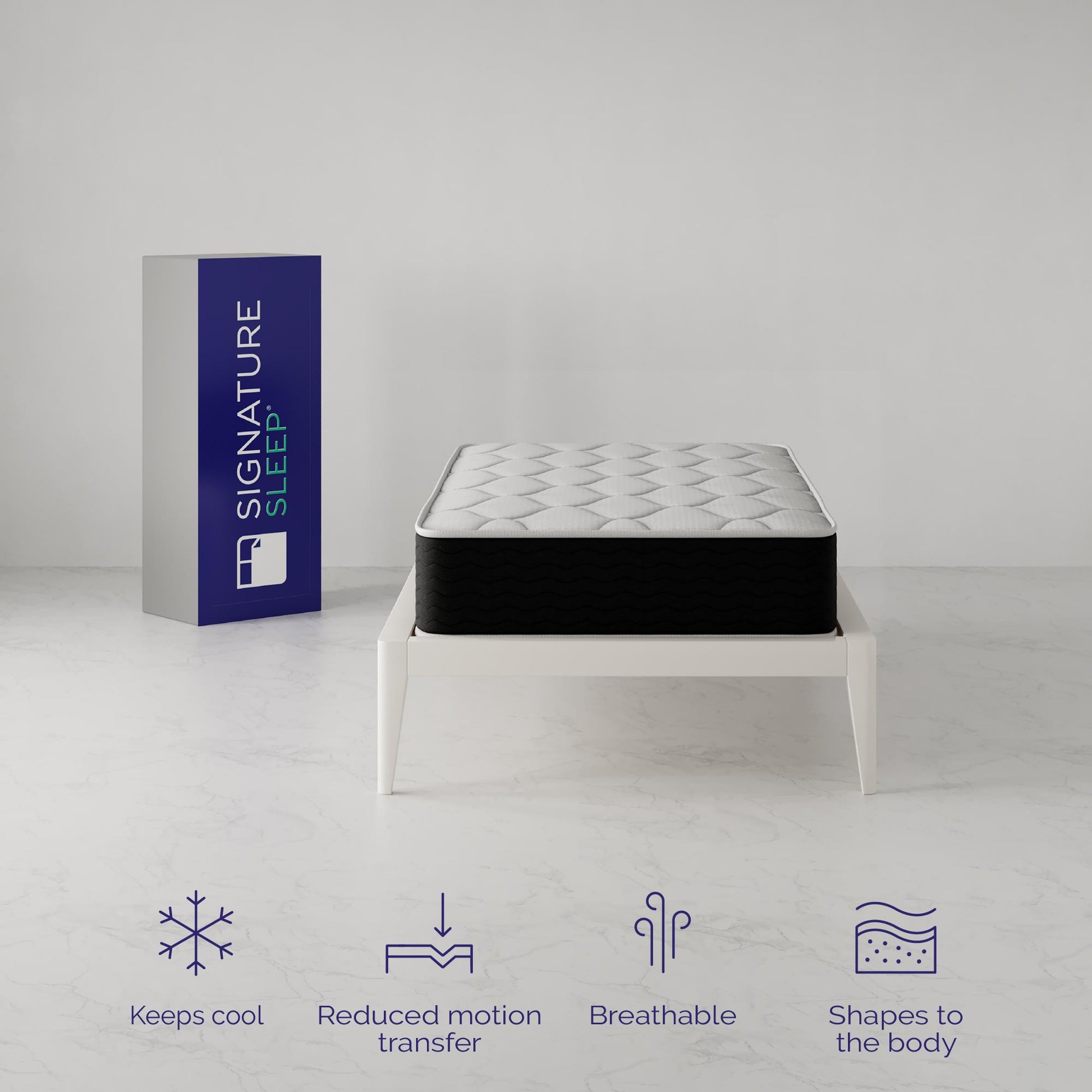 Vitality 10 Inch Encased Coil with Charcoal Infused Memory Foam Hybrid Mattress - White - Twin
