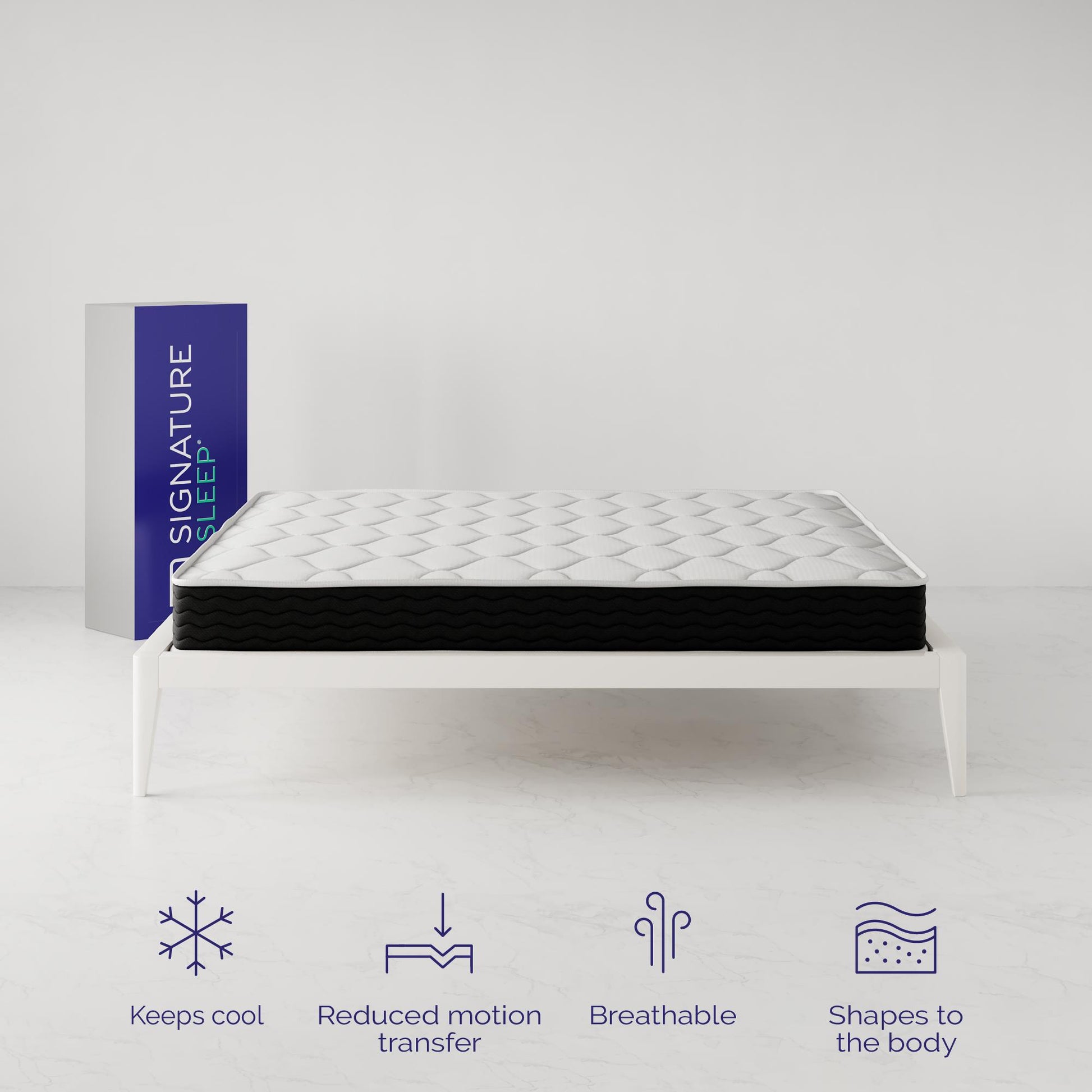 Vitality 8 Inch Encased Coil with Charcoal Infused Memory Foam Hybrid Mattress - White - King