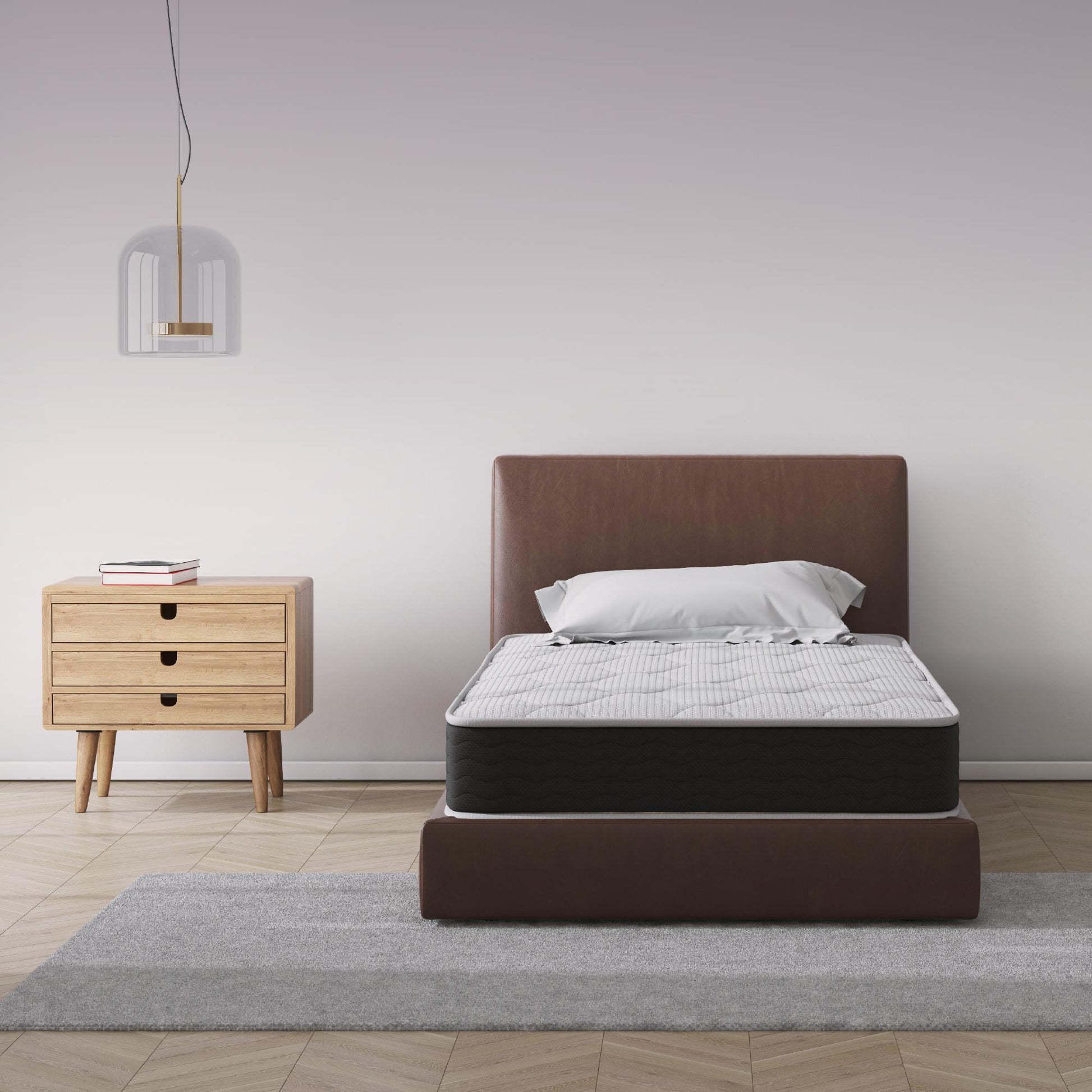 Vitality 8 Inch Encased Coil with Charcoal Infused Memory Foam Hybrid Mattress - White - Twin