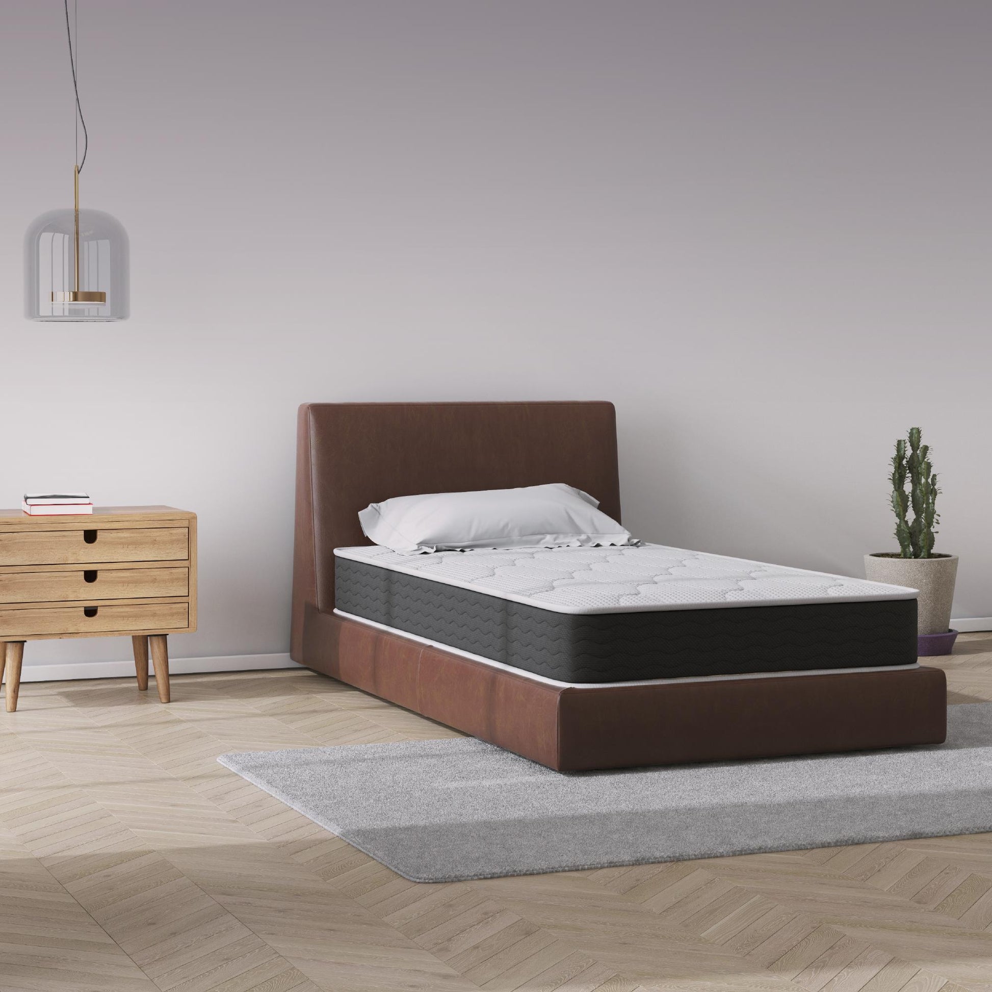 Vitality 8 Inch Encased Coil with Charcoal Infused Memory Foam Hybrid Mattress - White - Twin
