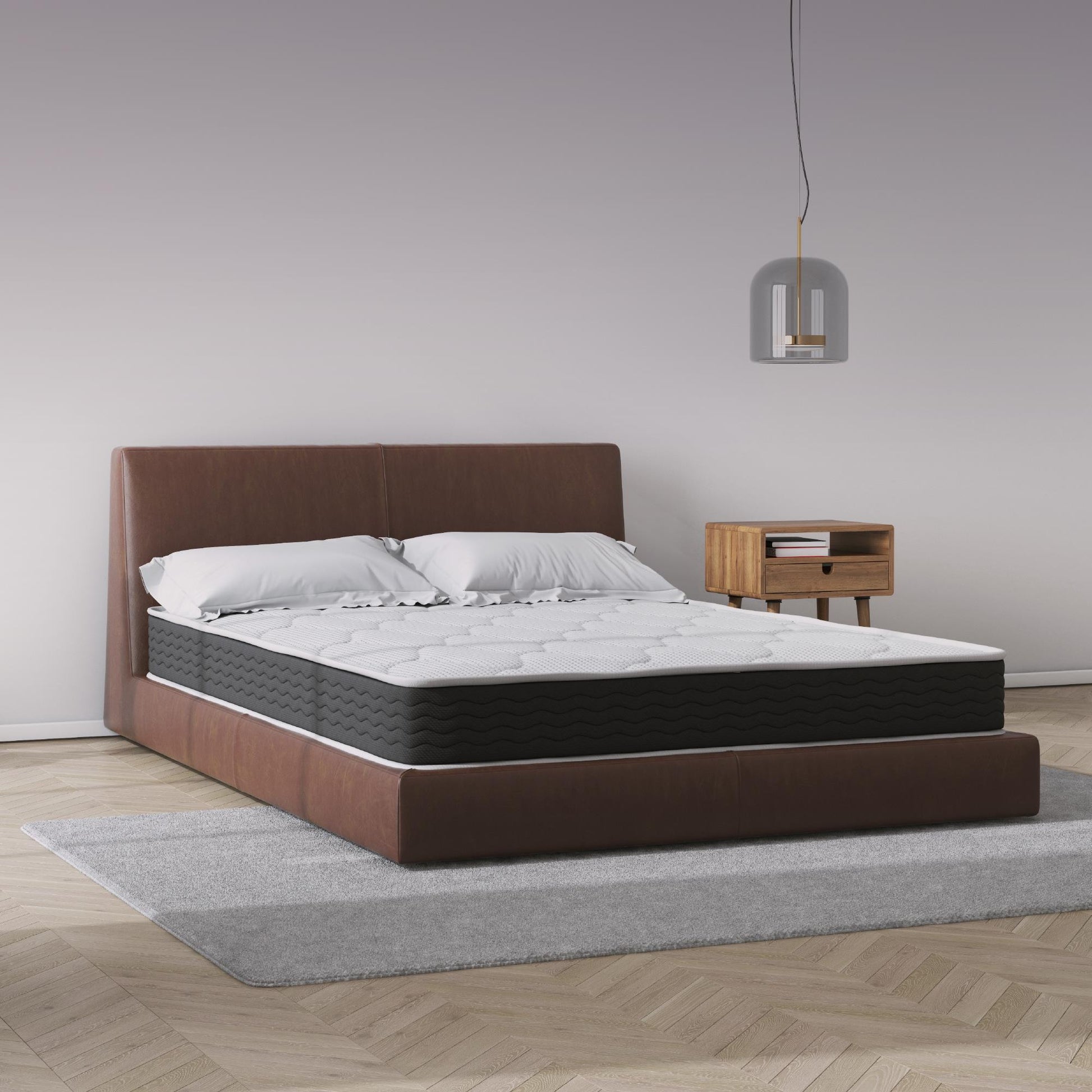 Vitality 8 Inch Encased Coil with Charcoal Infused Memory Foam Hybrid Mattress - White - Full
