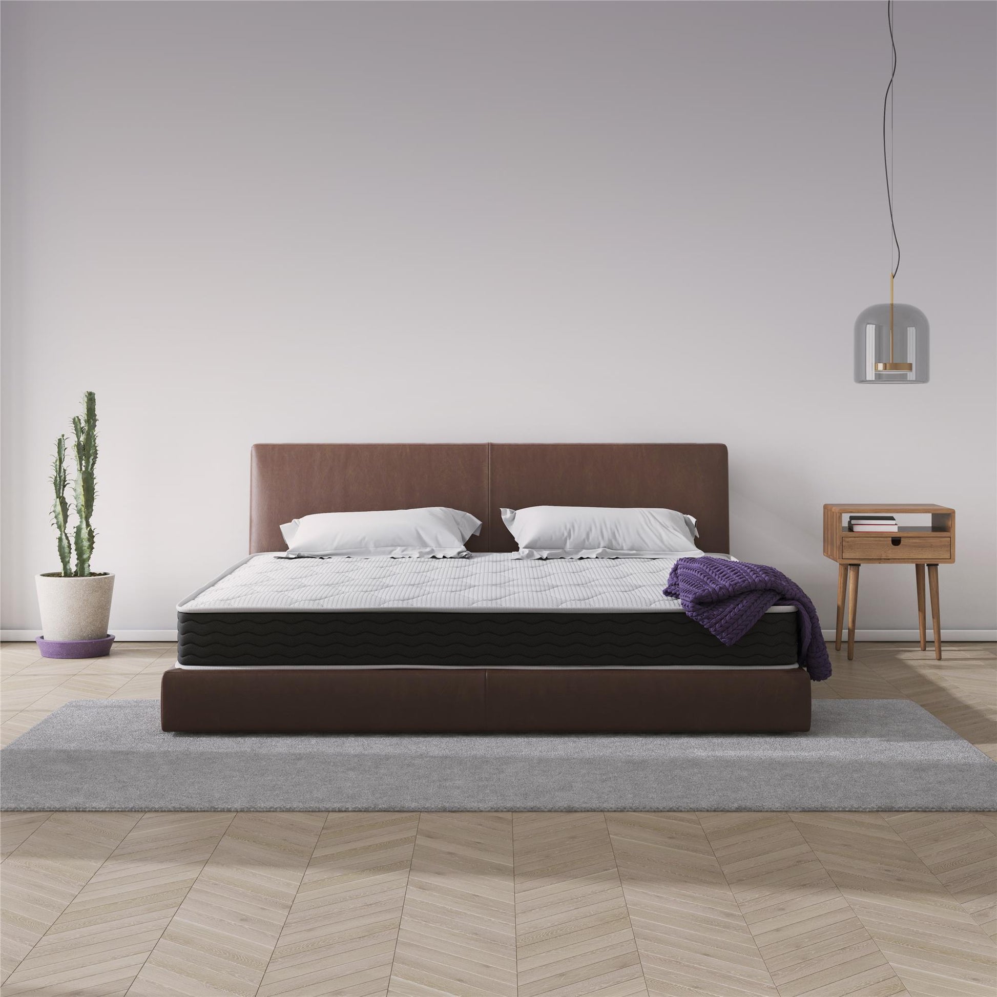 Vitality 8 Inch Encased Coil with Charcoal Infused Memory Foam Hybrid Mattress - White - King