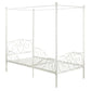 Canopy Metal Bed Frame with Intricate Design Headboard and Secured Slats - White - Twin