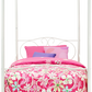 Canopy Metal Bed Frame with Intricate Design Headboard and Secured Slats - White - Twin