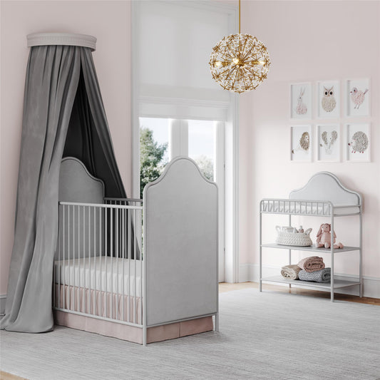 Piper Upholstered Metal Changing Table - Dove Gray