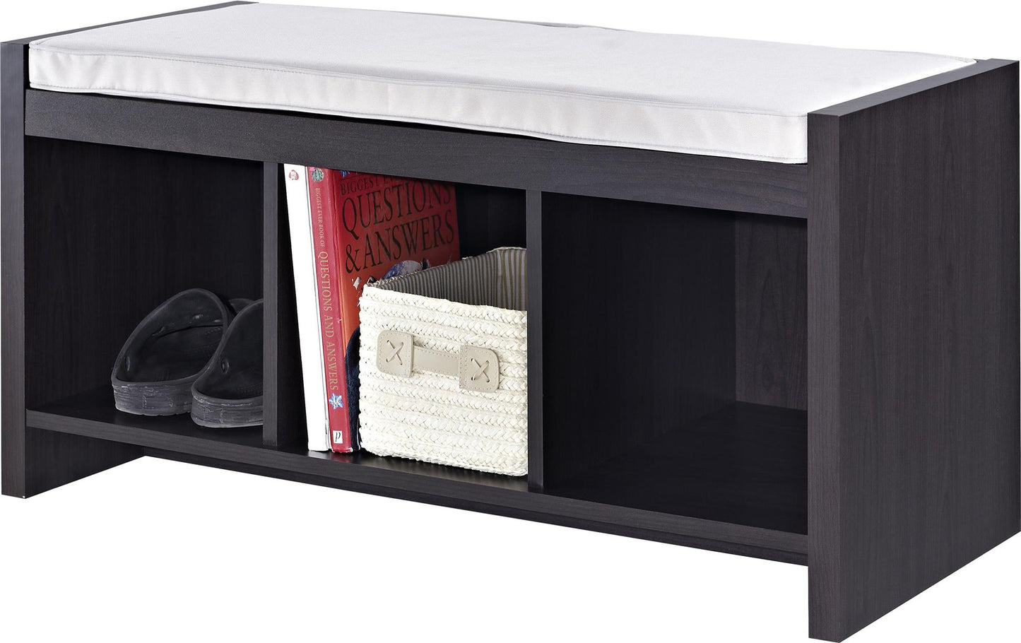 Penelope Entryway Storage Bench with Cushion and Cubbies - Espresso