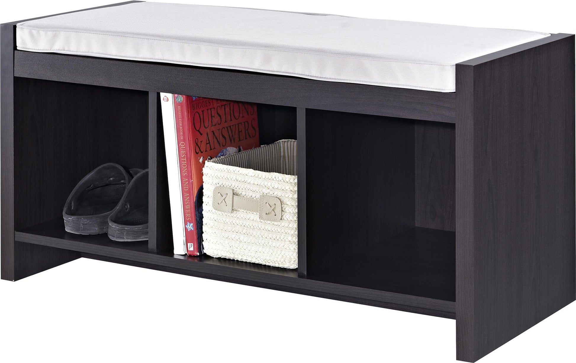 Penelope Entryway Storage Bench with Cushion and Cubbies - Espresso