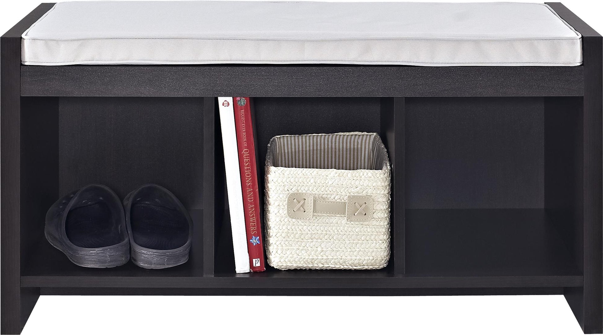 Penelope Entryway Storage Bench with Cushion and Cubbies - Espresso