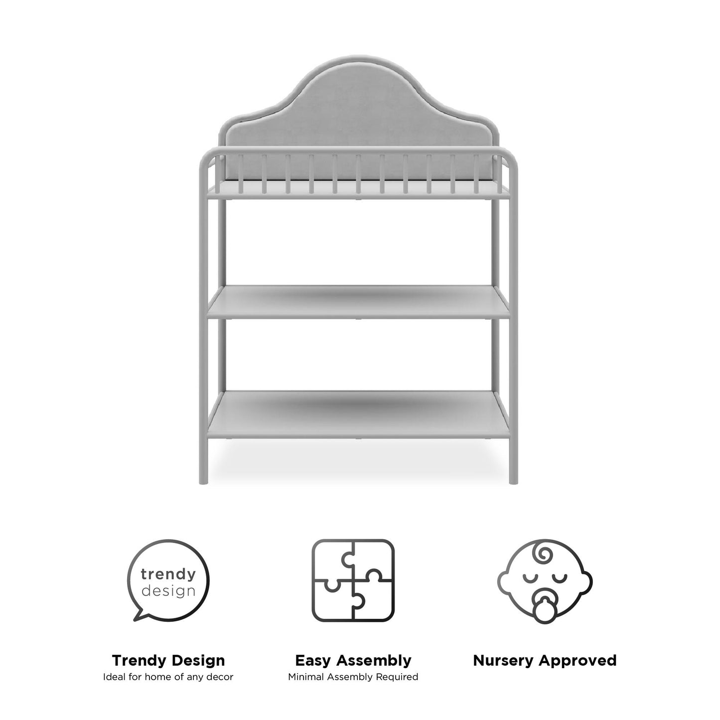 Piper Upholstered Metal Changing Table - Dove Gray