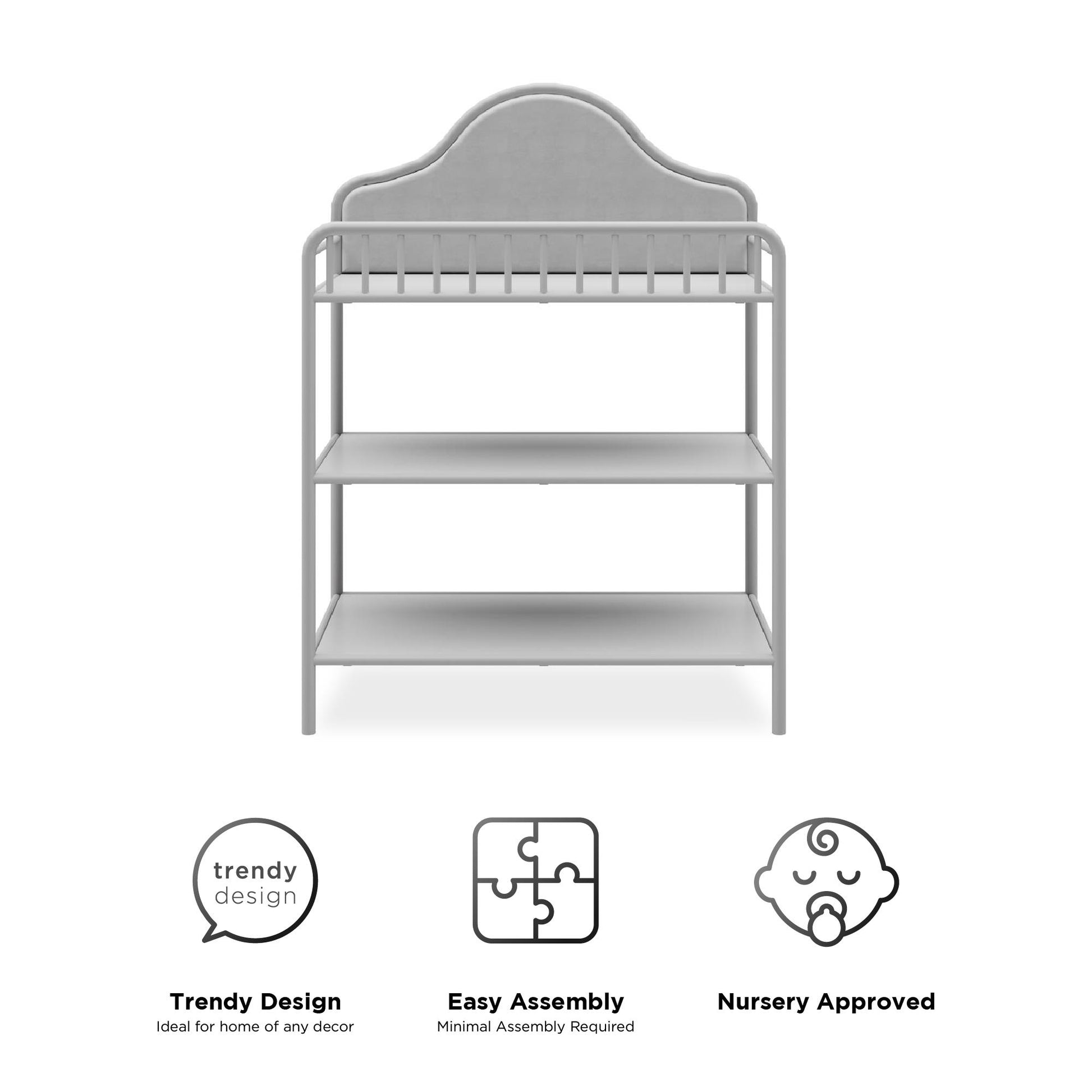 Piper Upholstered Metal Changing Table - Dove Gray