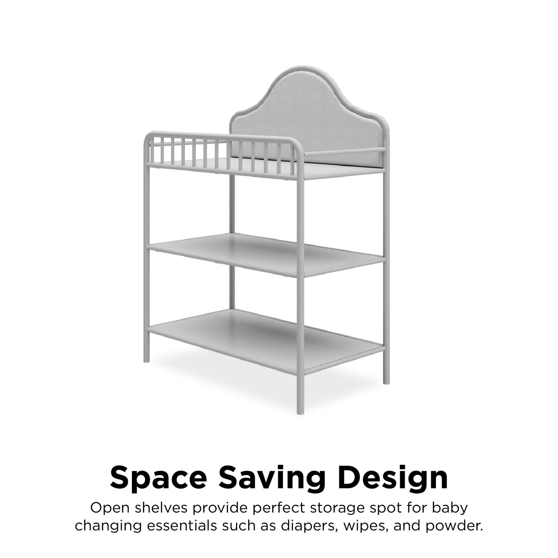 Piper Upholstered Metal Changing Table - Dove Gray