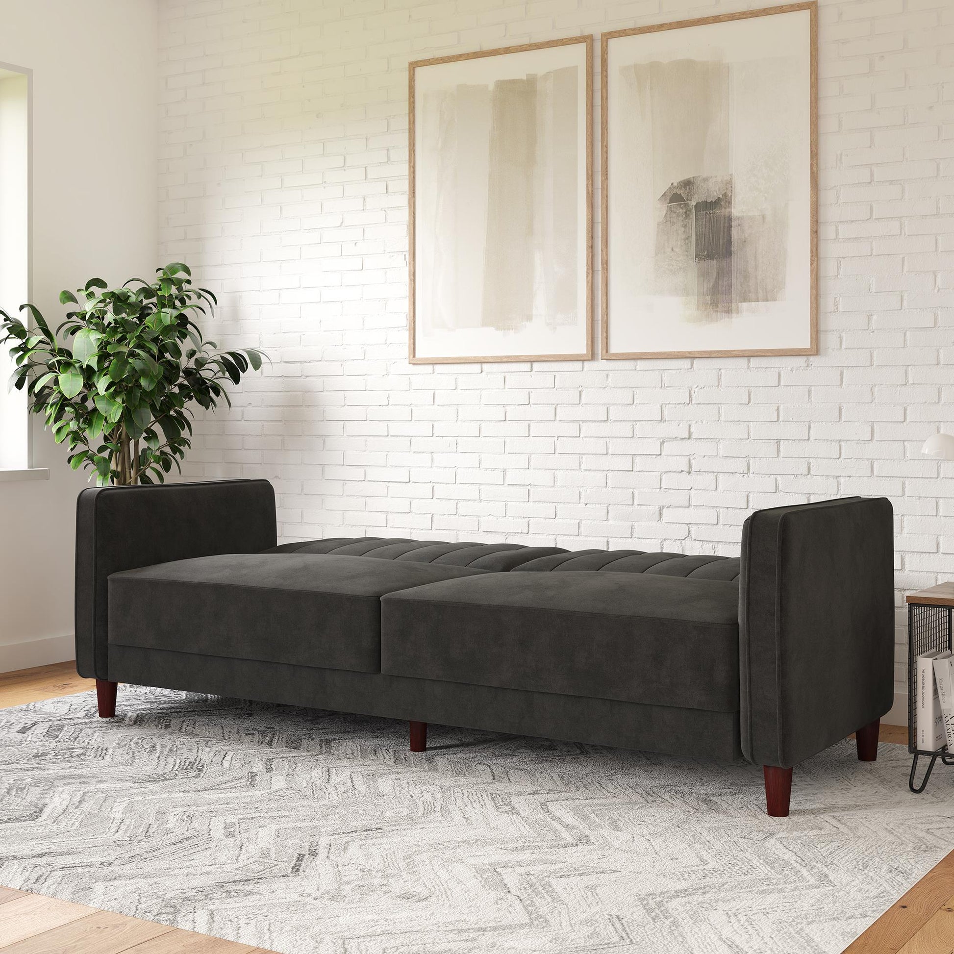 Regal Linen Upholstered Futon - Grey Linen