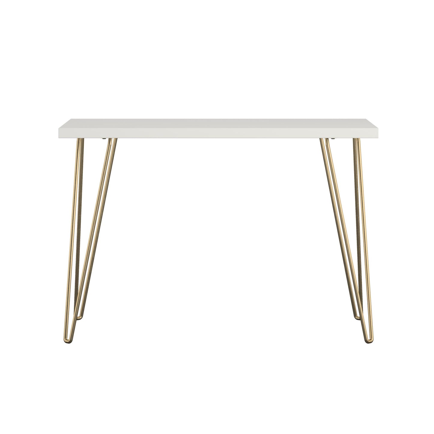 Owen Retro Computer Desk with Large Worksurface and Hairpin Legs - White