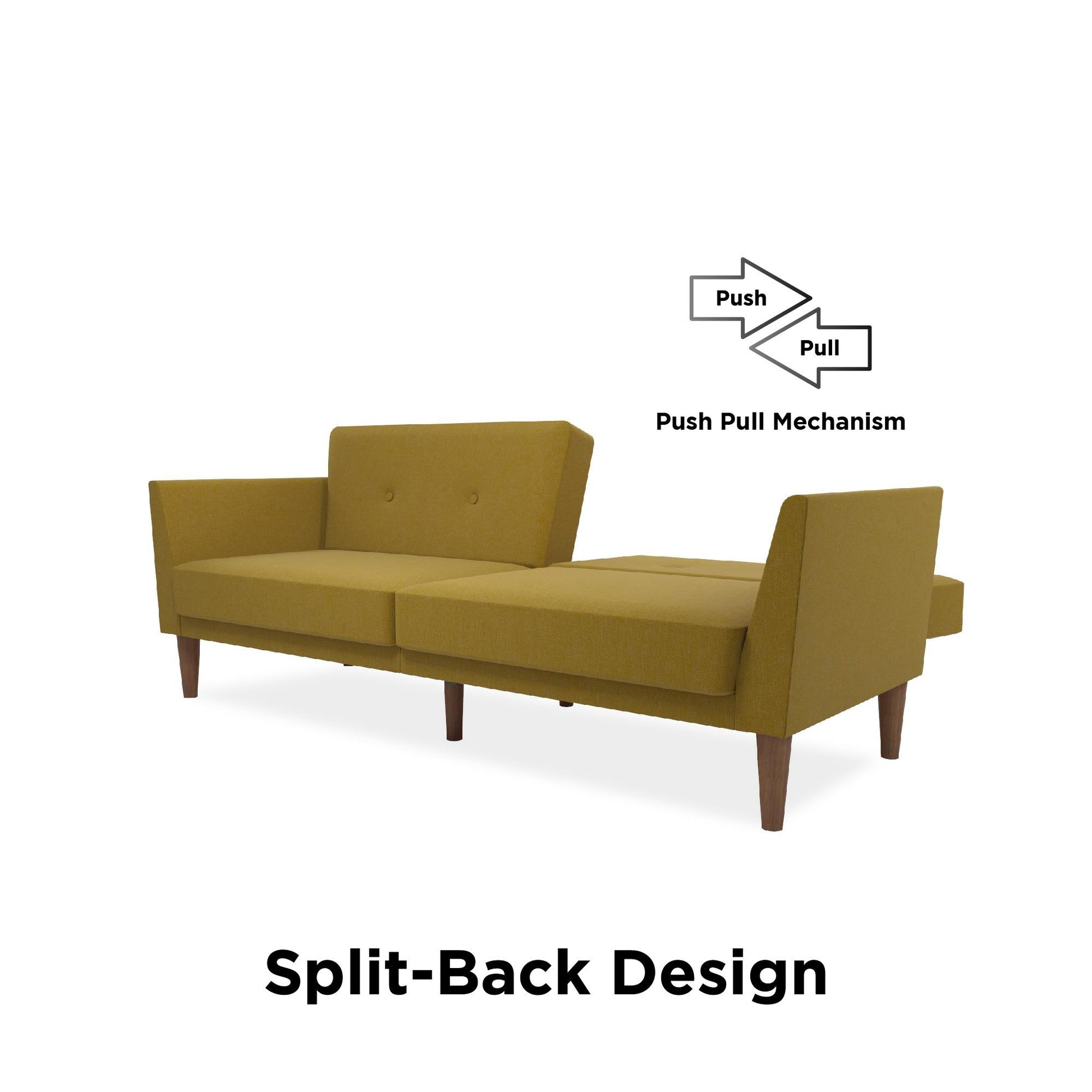 Regal Linen Upholstered Futon - Mustard