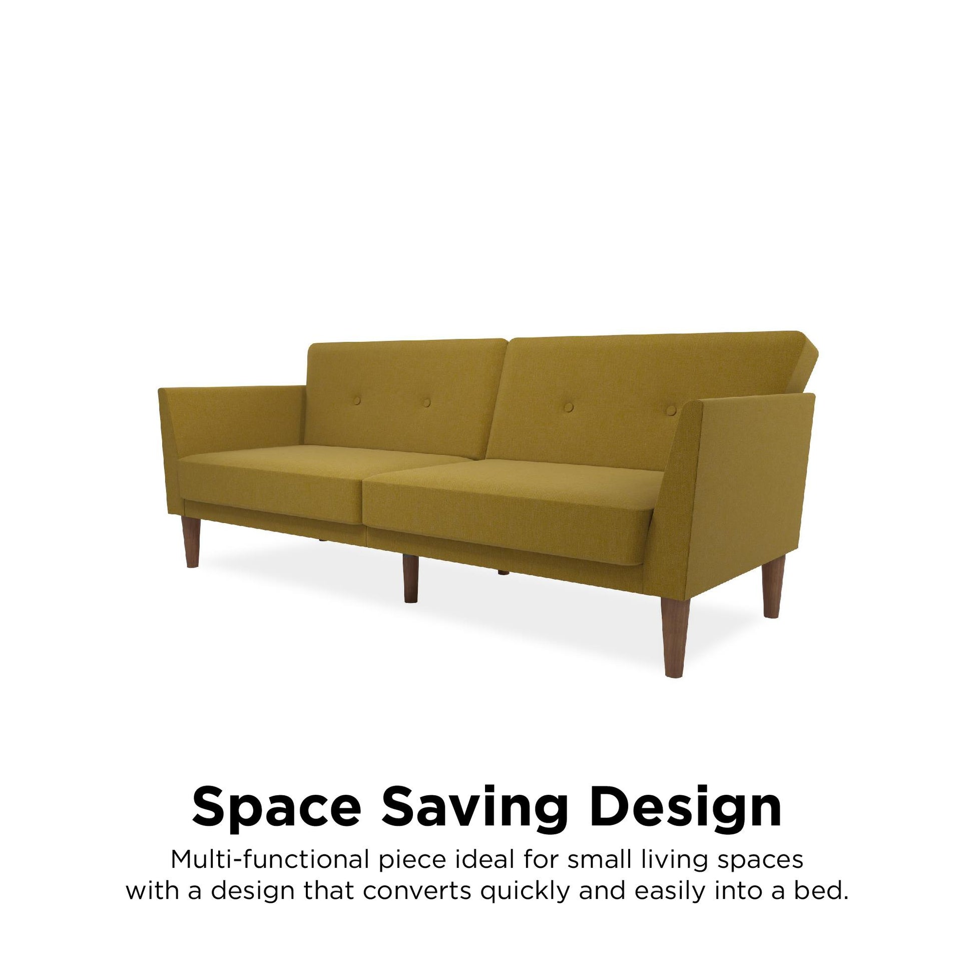 Regal Linen Upholstered Futon - Mustard