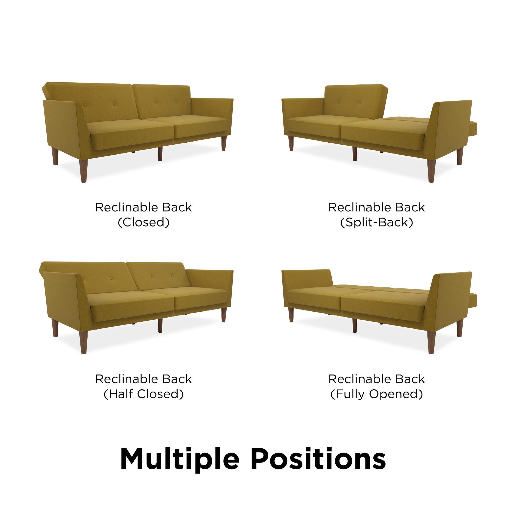 Regal Linen Upholstered Futon - Mustard