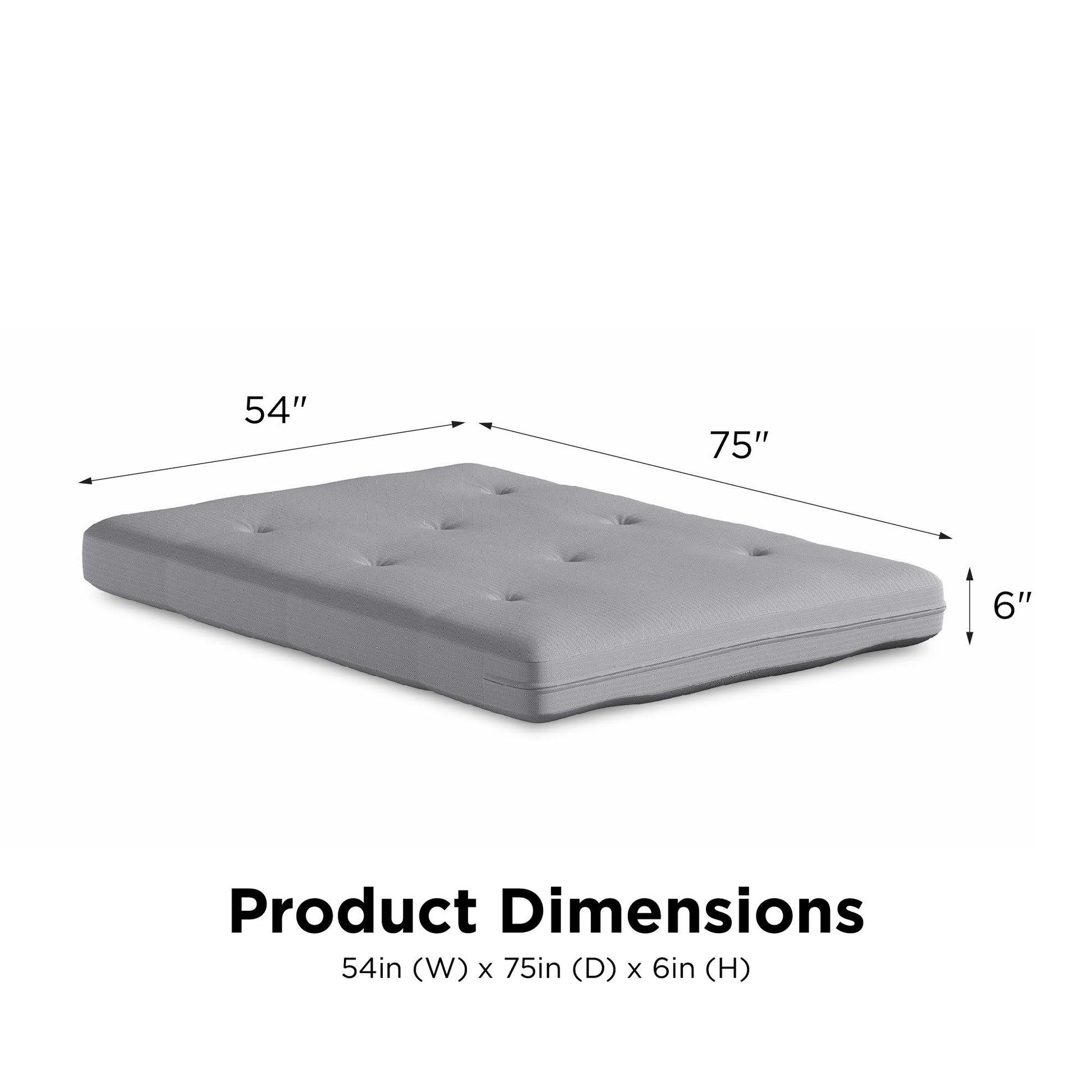 Caden 6 Inch Thermobonded High Density Polyester Fill Futon Mattress - Herringbone - Full
