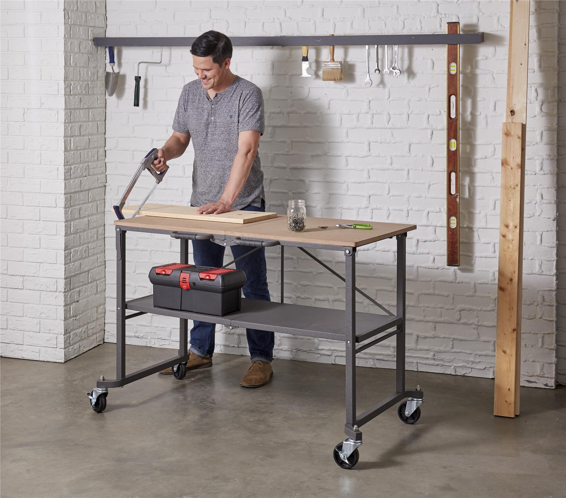 SmartFold Portable Workbench Folding Utility Table - Dark Gray