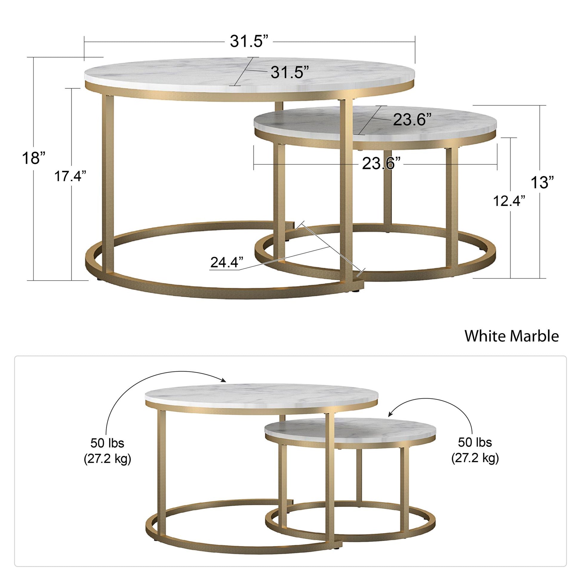 CosmoLiving by Cosmopolitan Amelia Nesting Coffee Tables - Terrazzo