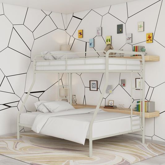 Dusty Twin over Full Metal Bunk Bed with Integrated Ladder - White - Twin-Over-Full