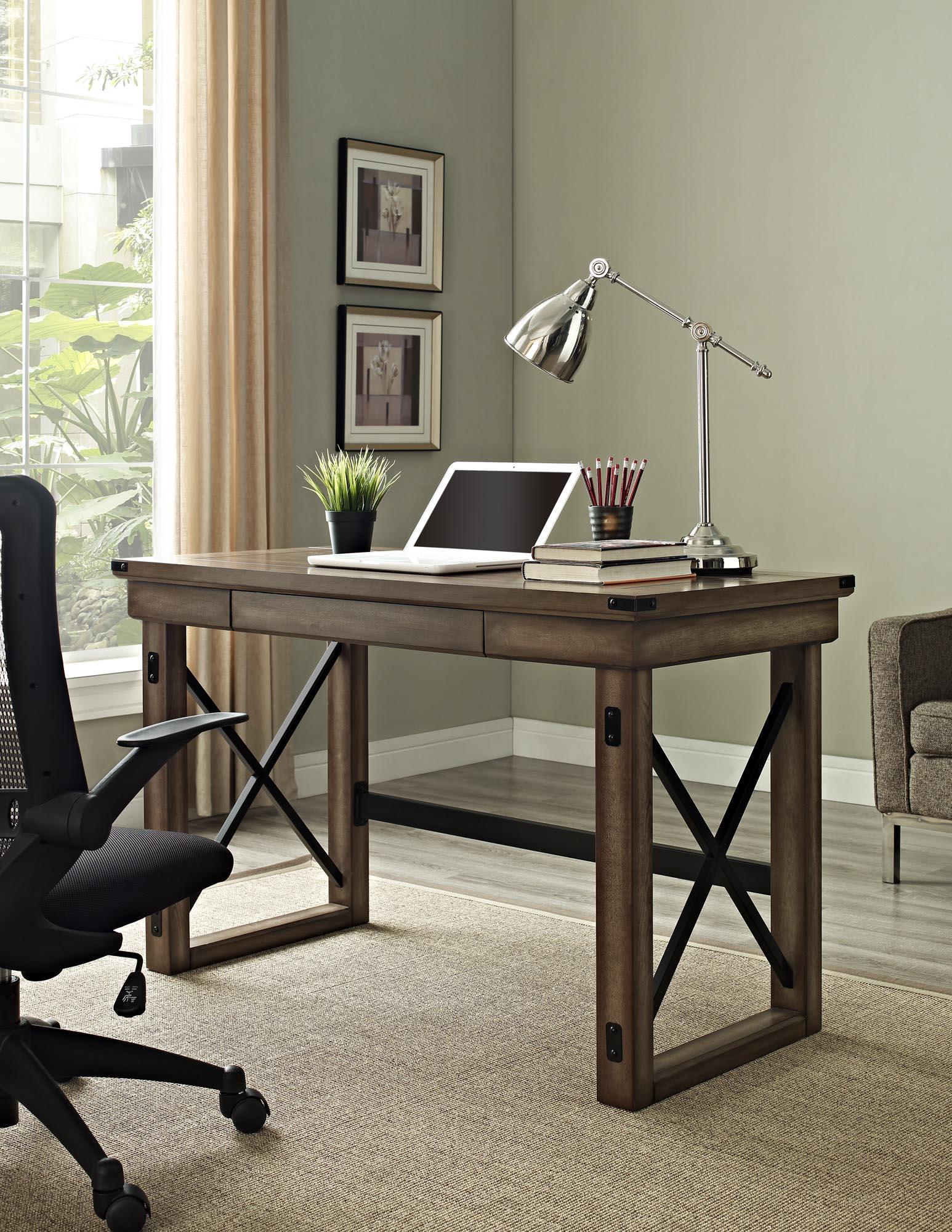 Wildwood Wood Veneer Computer Desk with Storage Drawer - Rustic Gray