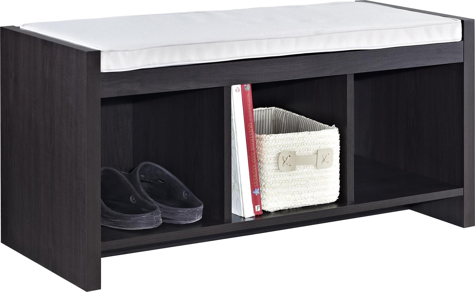 Penelope Entryway Storage Bench with Cushion and Cubbies - Espresso