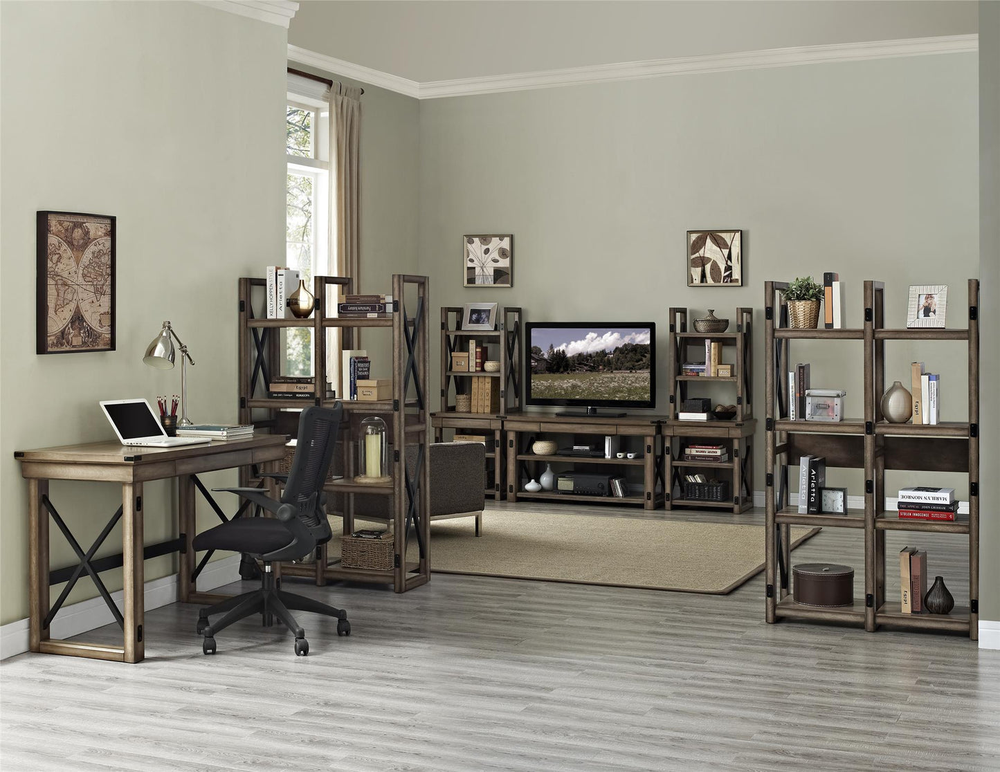 Wildwood Wood Veneer Computer Desk with Storage Drawer - Rustic Gray