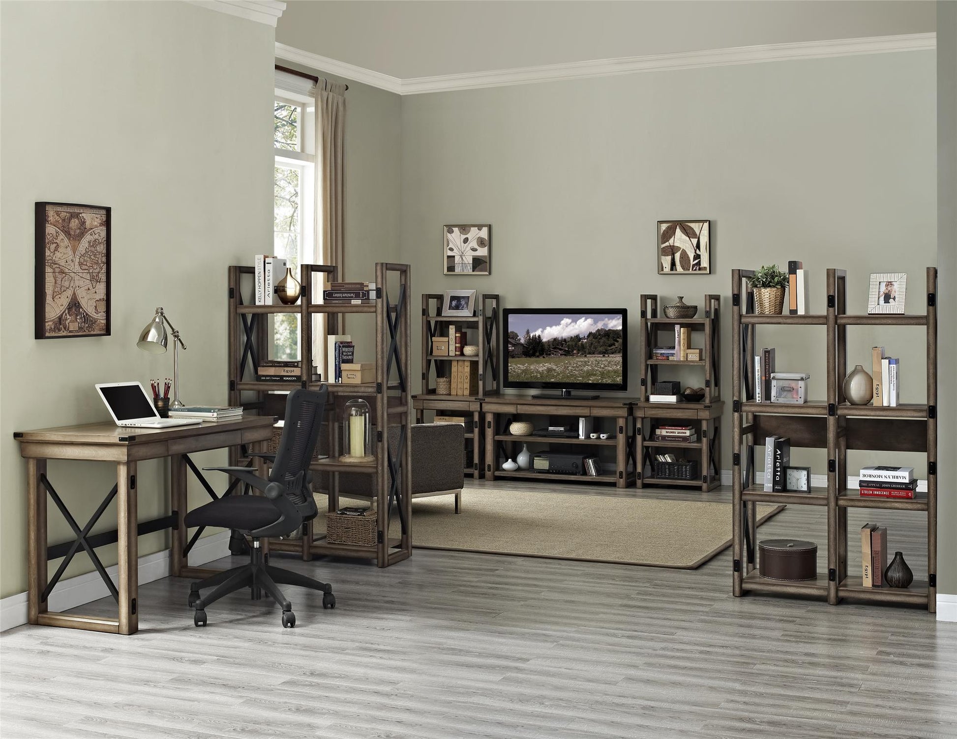 Wildwood Wood Veneer Computer Desk with Storage Drawer - Rustic Gray
