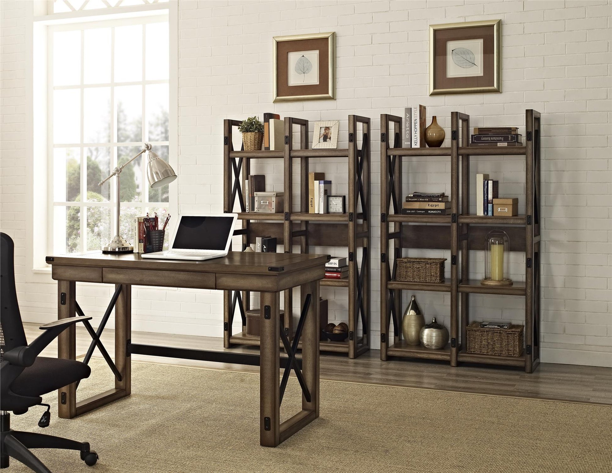 Wildwood Wood Veneer Computer Desk with Storage Drawer - Rustic Gray