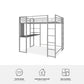 Abode Metal Loft Bed with Built in Desk and Storage Space - Silver - Twin