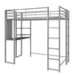 Abode Metal Loft Bed with Built in Desk and Storage Space - Silver - Twin