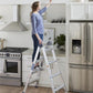 2-in-1 Step and Extension Ladder with 300-lb Weight Capacity - Silver Metallic