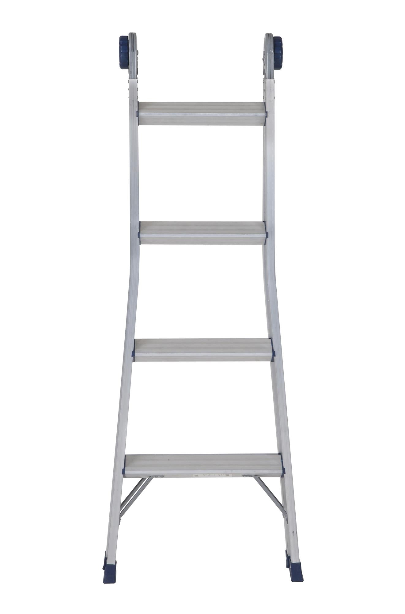 2-in-1 Step and Extension Ladder with 300-lb Weight Capacity - Silver Metallic