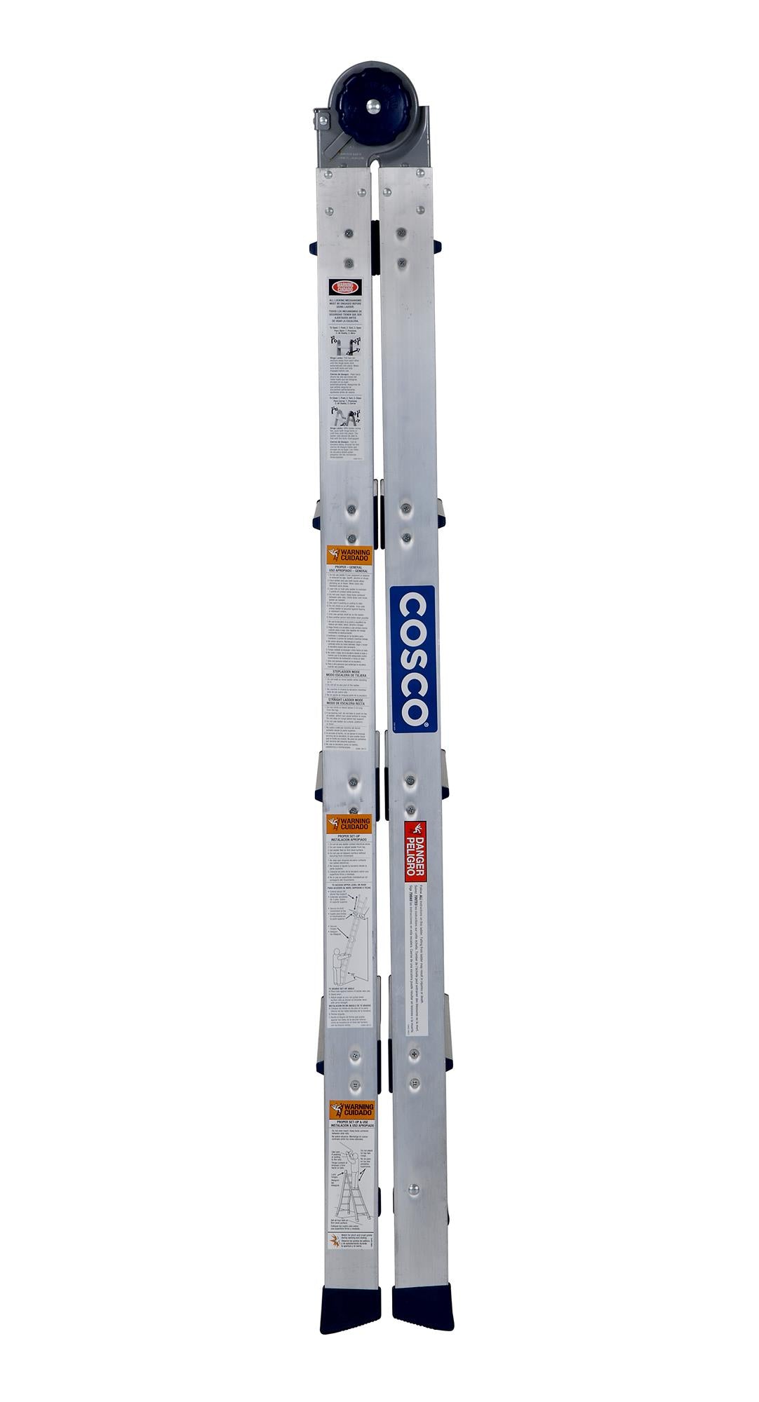 2-in-1 Step and Extension Ladder with 300-lb Weight Capacity - Silver Metallic