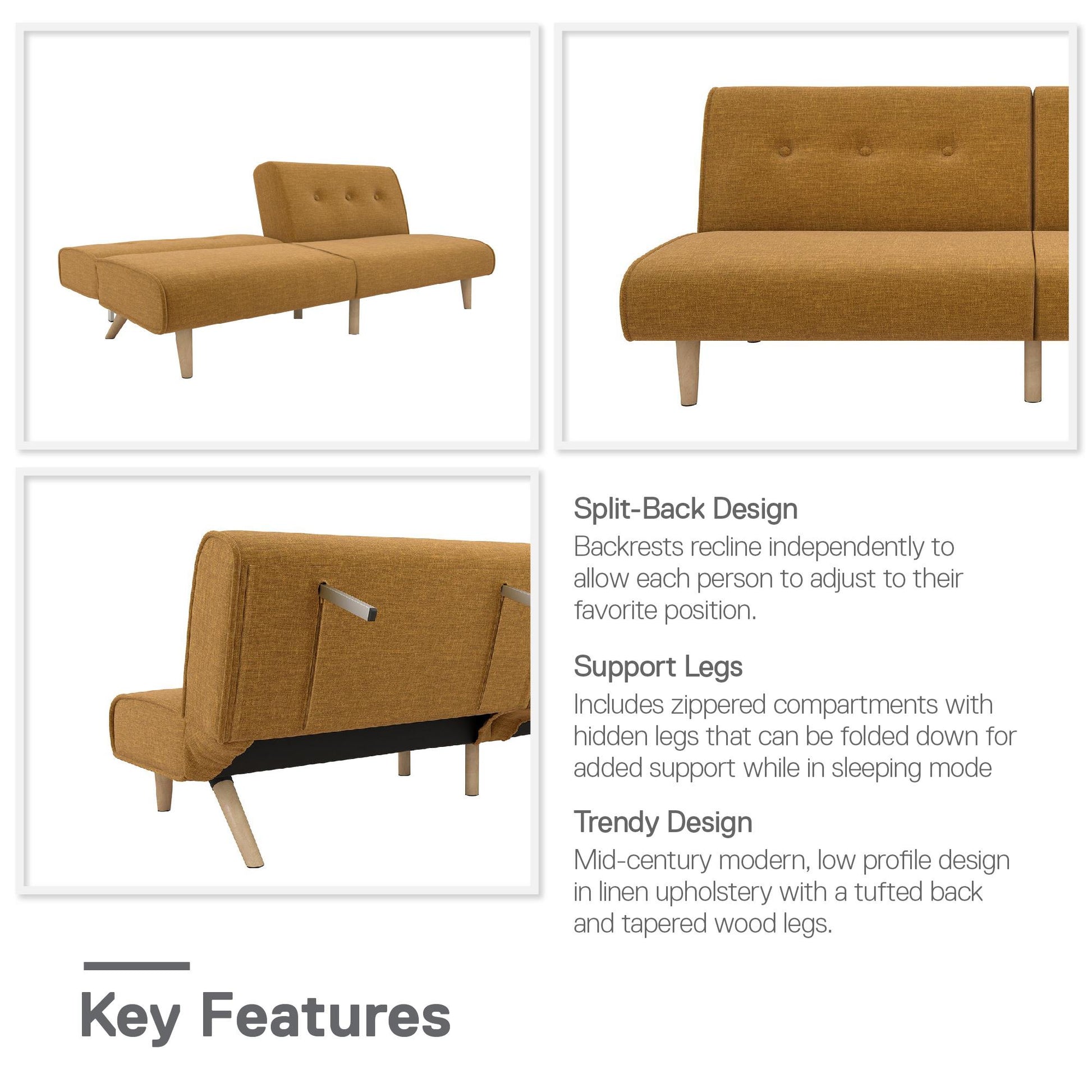 Palm Springs Split Futon - Mustard
