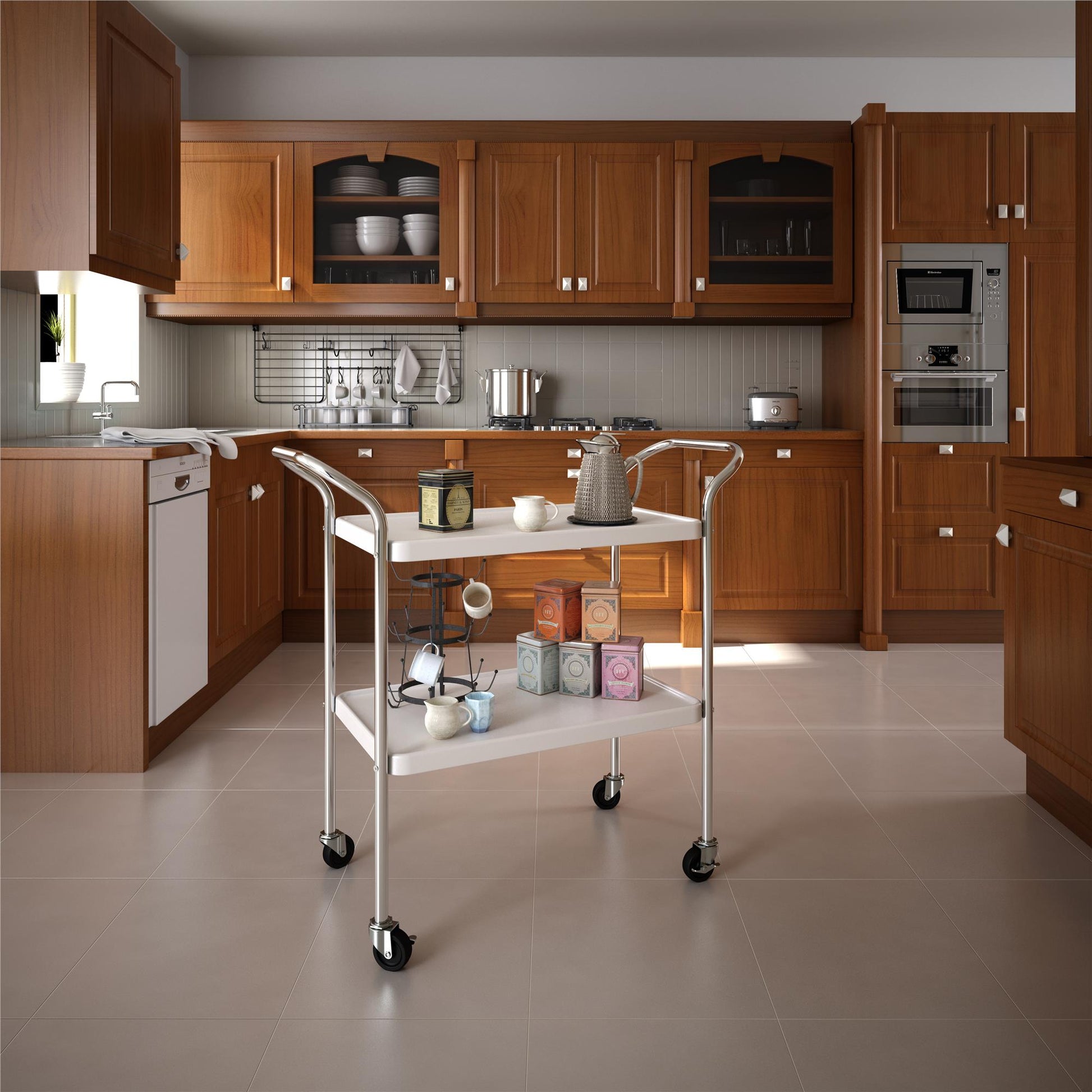 Stylaire 2 Tier Serving Cart - White - 1-Pack