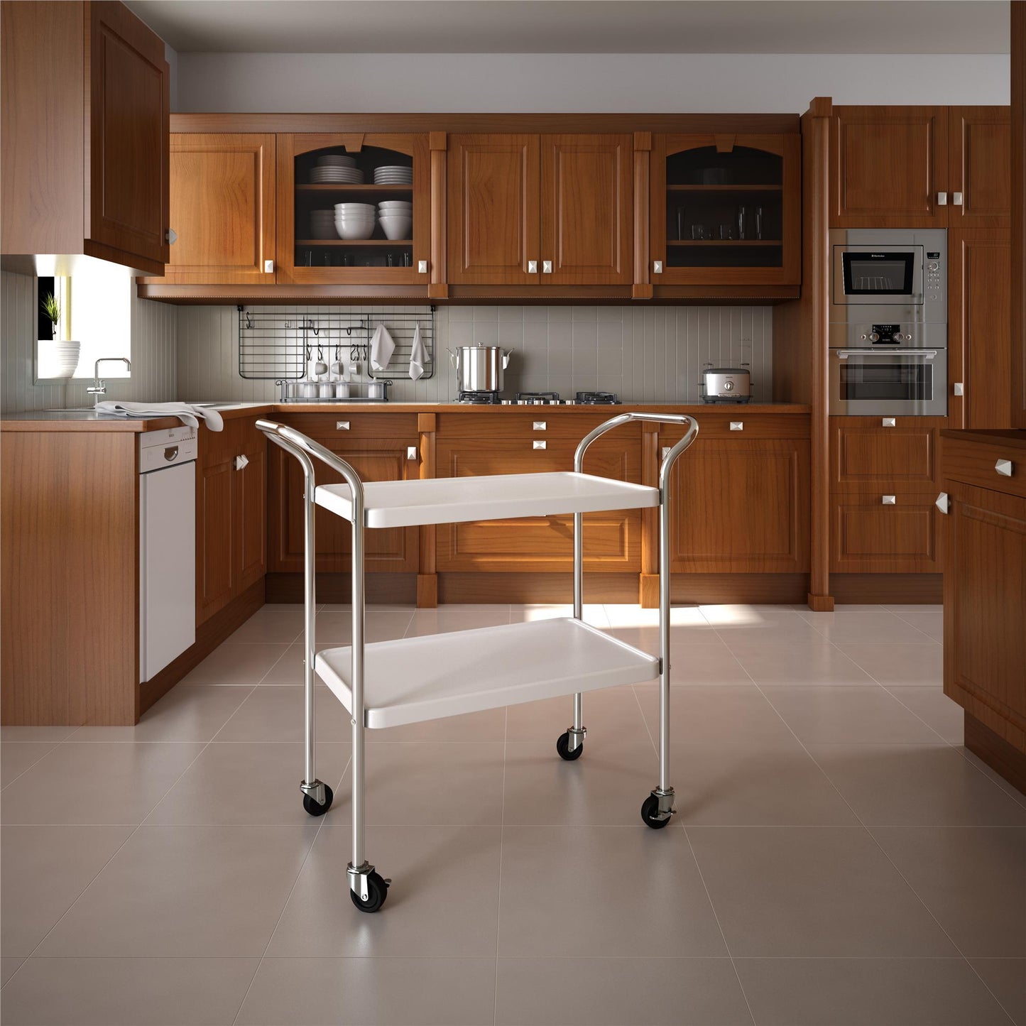 Stylaire 2 Tier Serving Cart - White - 1-Pack