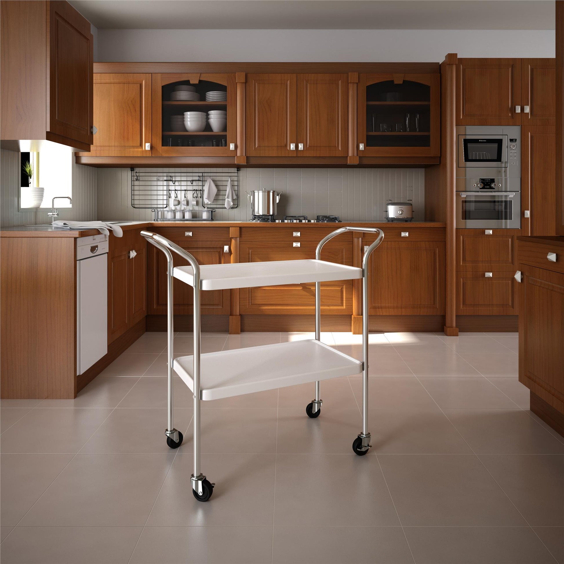 Stylaire 2 Tier Serving Cart - White - 1-Pack