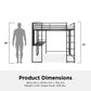 Abode Metal Loft Bed with Built in Desk and Storage Space - Black - Twin