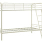 Dusty Twin over Twin Metal Bunk Bed with Slanted Front Ladder and Guardrails - White - Twin-Over-Twin