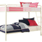 Dusty Twin over Twin Metal Bunk Bed with Slanted Front Ladder and Guardrails - White - Twin-Over-Twin