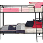 Twin over Twin Metal Bunk Bed with Slanted Front Ladder and Guardrails - Black - Twin-Over-Twin