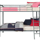 Twin over Twin Metal Bunk Bed with Slanted Front Ladder and Guardrails - Silver - Twin-Over-Twin