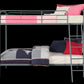 Twin over Twin Metal Bunk Bed with Slanted Front Ladder and Guardrails - Silver - Twin-Over-Twin